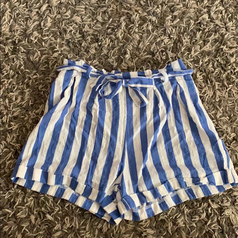 Blue and White Striped Shorts